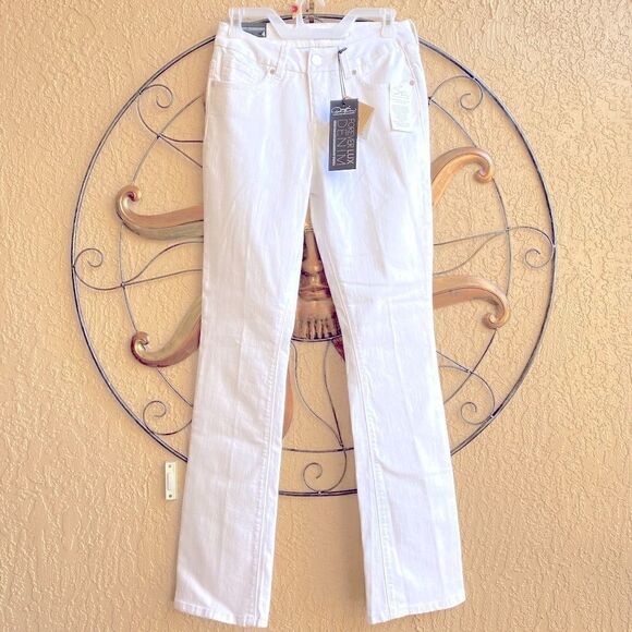 DIANE GILMAN FOREVER LUX SLIM BOOT WHITE DENIM JEANS 4 TALL NWT - Picture 3 of 16